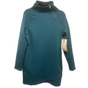 NWT Earth Yoga Teal Aqua Stretch Fleece Tunic Size S Sustainable Organic Clothes